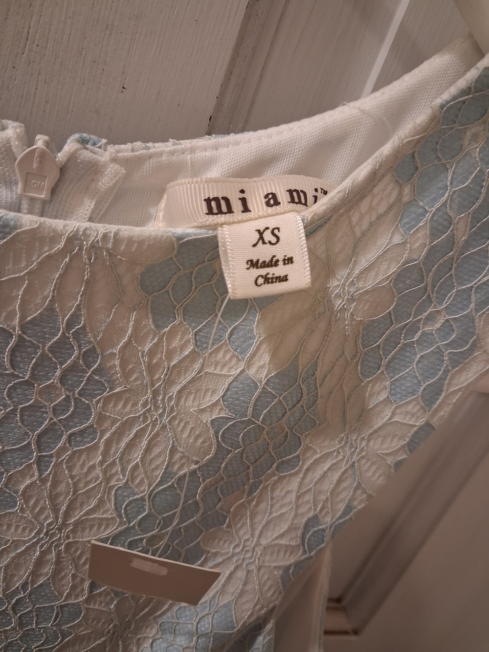 Francesca's Collections Light Blue and White Lace Midi Dress - Picture 3 of 4